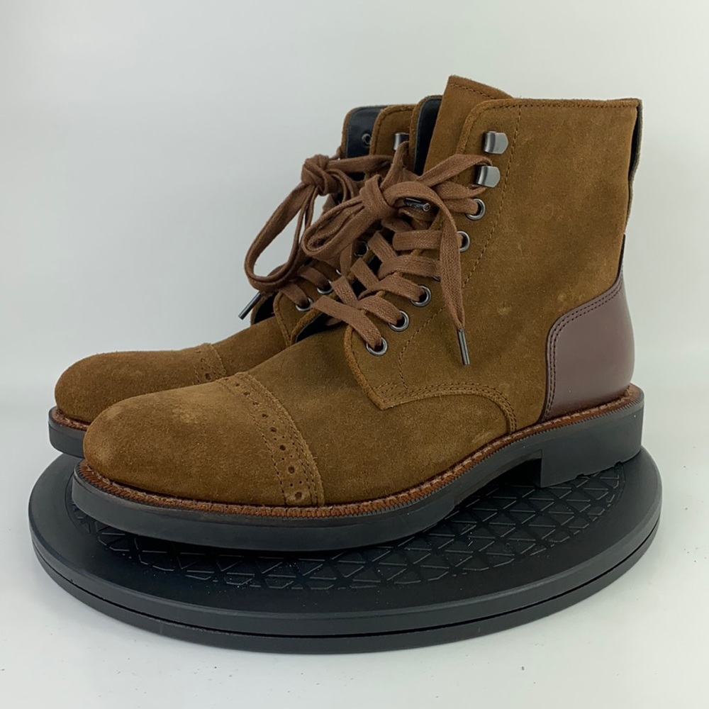 Coach Bleecker Cap Toe Boots Toffee Brown Suede G1547 Men's Size 7.5